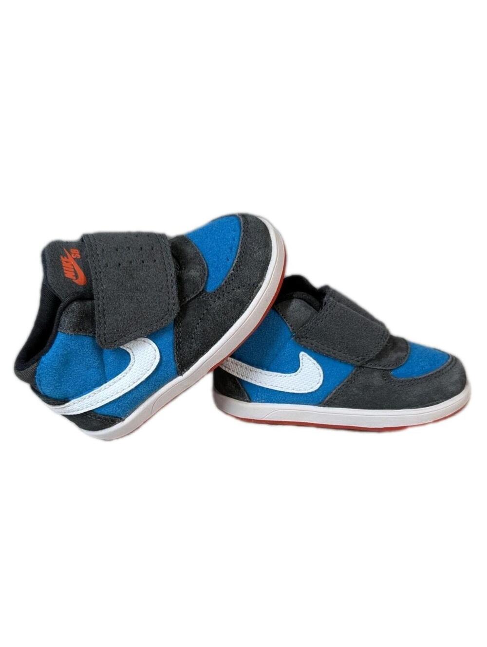 Nike SB Toddler Size 4C Blue Gray Hook Loop Skate Shoes Sneakers Casual Kids